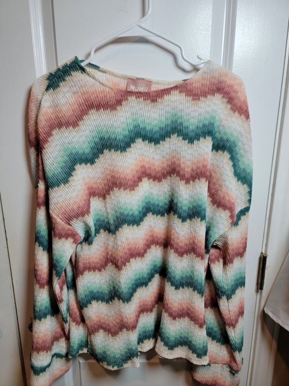 Show Me Your Mumu Bell Sleeve Sweater Women's Medium Pastel Striped Knit NWT